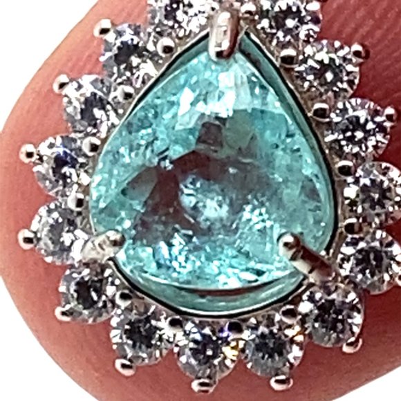 Paraiba Tourmaline 1.71ct Gold Silver Pendant - Picture 2 of 7